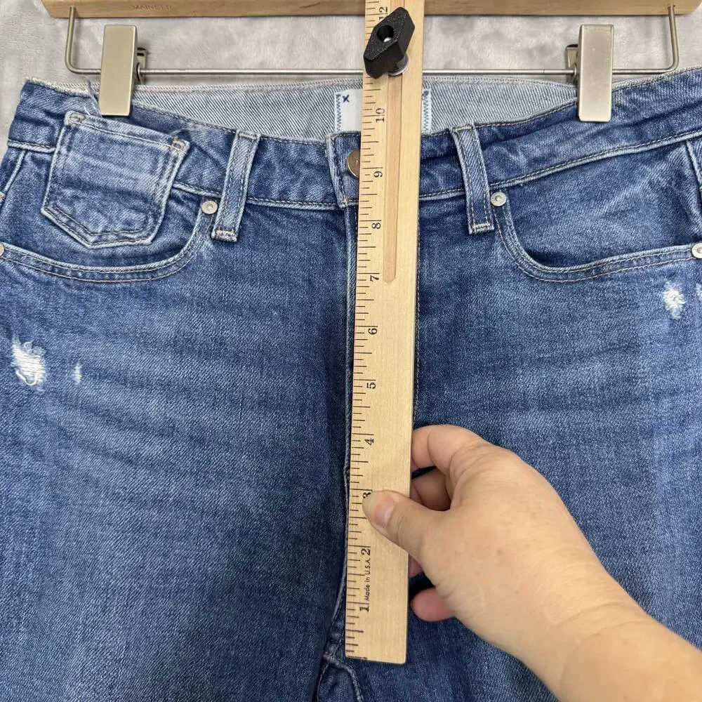 Paige Jeans Womens 27 Colette Crop Flare Blaine Destructed Distressed Raw Hem
